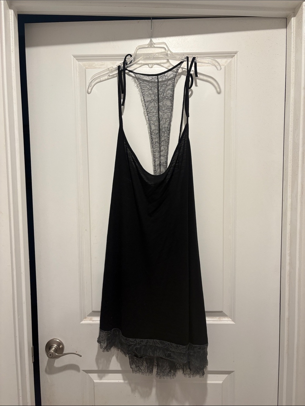 Adore Me Black Lace-Back Night Dress.